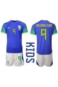 Fotbalové Dres Brazílie Richarlison #9 Dětské Venkovní Oblečení MS 2022 Krátký Rukáv (+ trenýrky)